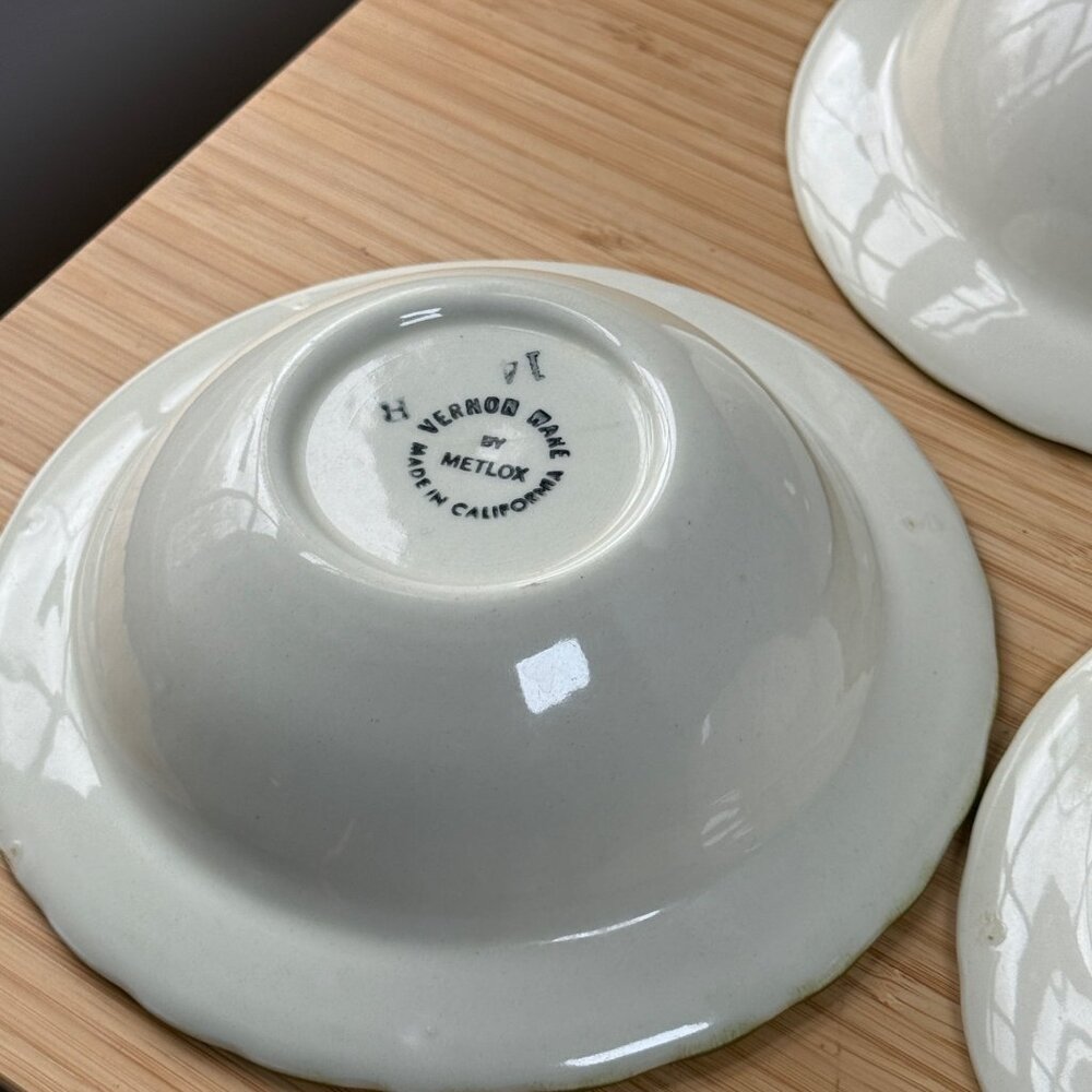 3 Vintage 60s Metlox Poppytrail Vernon Blue Fascination Rimmed Cereal Bowl - Picture 6 of 6